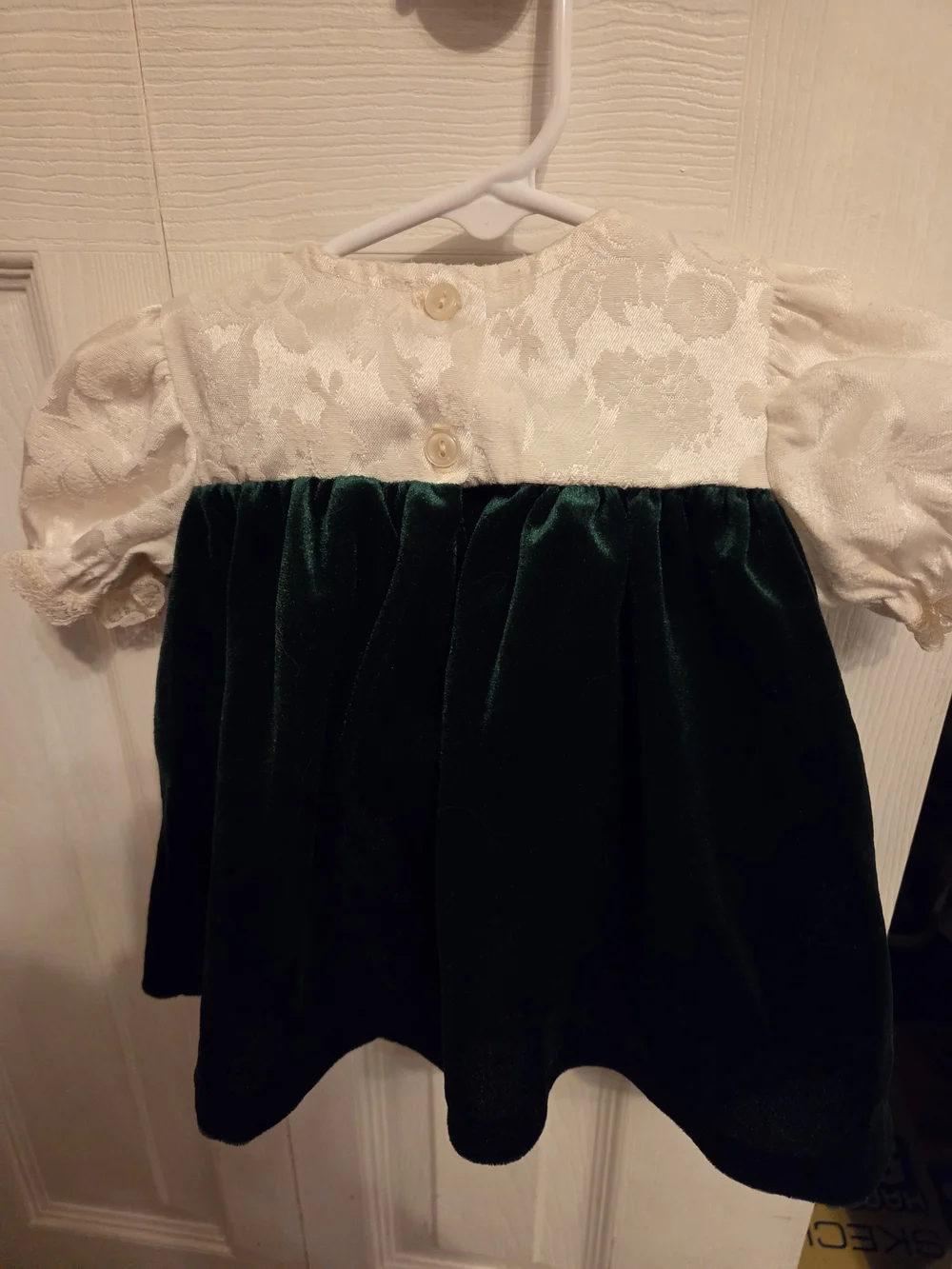 Children's Green and Cream Velvet Party Dress - Brand: Rose Cottage.